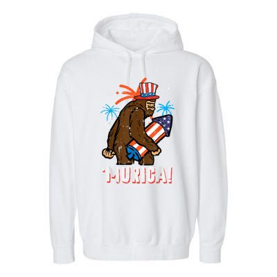 4th Of July Bald Eagle Bigfoot Mullet Murica Usa Usa Merica Garment-Dyed Fleece Hoodie