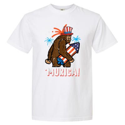 4th Of July Bald Eagle Bigfoot Mullet Murica Usa Usa Merica Garment-Dyed Heavyweight T-Shirt