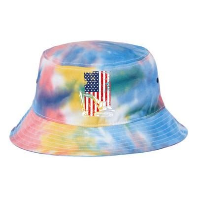 4th of July American Flag Construction Backhoe Excavator Tie Dye Newport Bucket Hat