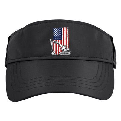 4th of July American Flag Construction Backhoe Excavator Adult Drive Performance Visor