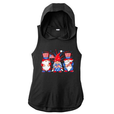 4th Of July Gnomes Patriotic American Flag Cute Three Gnomes Cool Gift Ladies PosiCharge Tri-Blend Wicking Draft Hoodie Tank