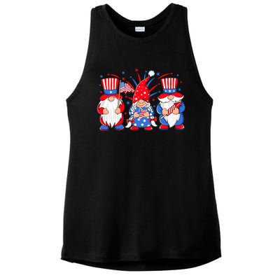 4th Of July Gnomes Patriotic American Flag Cute Three Gnomes Cool Gift Ladies PosiCharge Tri-Blend Wicking Tank