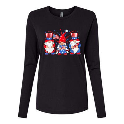 4th Of July Gnomes Patriotic American Flag Cute Three Gnomes Cool Gift Womens Cotton Relaxed Long Sleeve T-Shirt