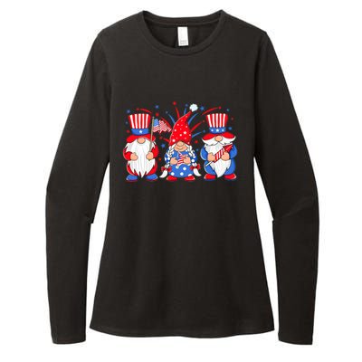 4th Of July Gnomes Patriotic American Flag Cute Three Gnomes Cool Gift Womens CVC Long Sleeve Shirt