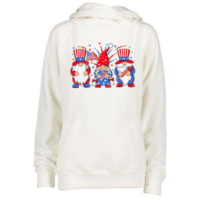 4th Of July Gnomes Patriotic American Flag Cute Three Gnomes Cool Gift Womens Funnel Neck Pullover Hood