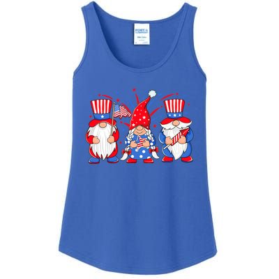 4th Of July Gnomes Patriotic American Flag Cute Three Gnomes Cool Gift Ladies Essential Tank