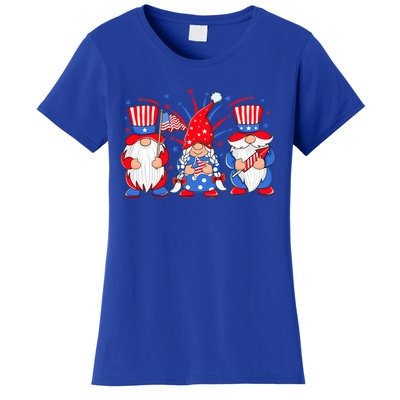 4th Of July Gnomes Patriotic American Flag Cute Three Gnomes Cool Gift Women's T-Shirt