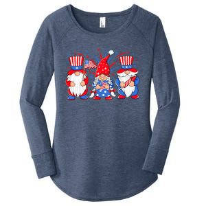 4th Of July Gnomes Patriotic American Flag Cute Three Gnomes Cool Gift Women's Perfect Tri Tunic Long Sleeve Shirt