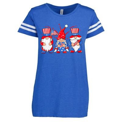 4th Of July Gnomes Patriotic American Flag Cute Three Gnomes Cool Gift Enza Ladies Jersey Football T-Shirt