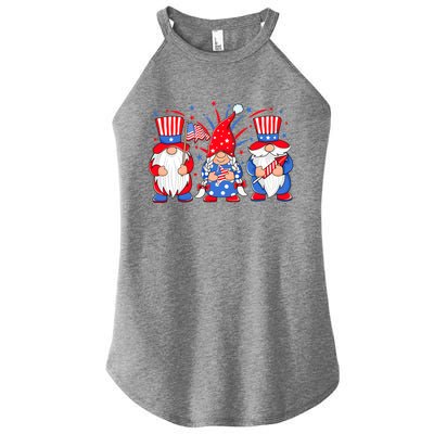 4th Of July Gnomes Patriotic American Flag Cute Three Gnomes Cool Gift Women's Perfect Tri Rocker Tank