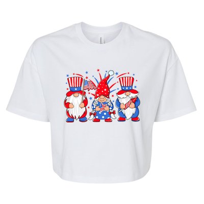 4th Of July Gnomes Patriotic American Flag Cute Three Gnomes Cool Gift Bella+Canvas Jersey Crop Tee