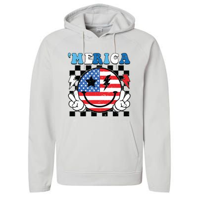 4th Of July Merica Boy Teens American Flag Performance Fleece Hoodie