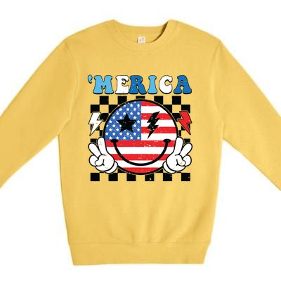 4th Of July Merica Boy Teens American Flag Premium Crewneck Sweatshirt