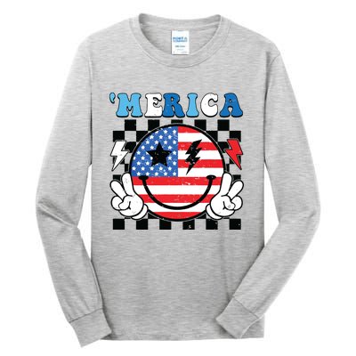 4th Of July Merica Boy Teens American Flag Tall Long Sleeve T-Shirt