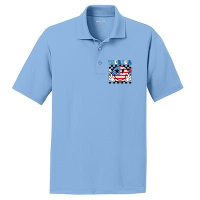 4th Of July Merica Boy Teens American Flag PosiCharge RacerMesh Polo