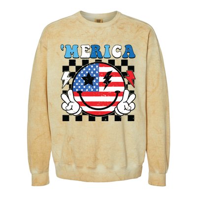 4th Of July Merica Boy Teens American Flag Colorblast Crewneck Sweatshirt