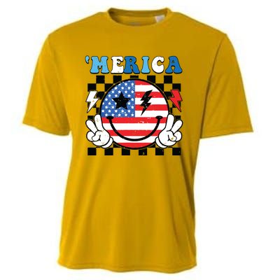 4th Of July Merica Boy Teens American Flag Cooling Performance Crew T-Shirt