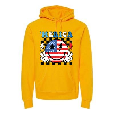 4th Of July Merica Boy Teens American Flag Premium Hoodie