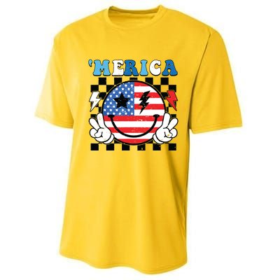 4th Of July Merica Boy Teens American Flag Performance Sprint T-Shirt