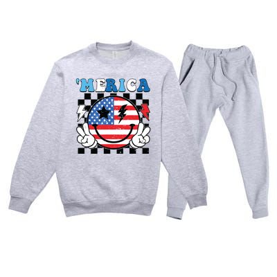 4th Of July Merica Boy Teens American Flag Premium Crewneck Sweatsuit Set