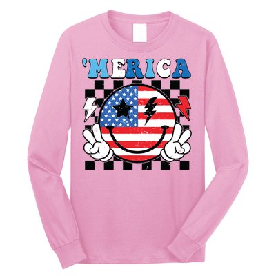 4th Of July Merica Boy Teens American Flag Long Sleeve Shirt