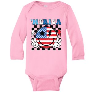 4th Of July Merica Boy Teens American Flag Baby Long Sleeve Bodysuit