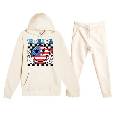 4th Of July Merica Boy Teens American Flag Premium Hooded Sweatsuit Set