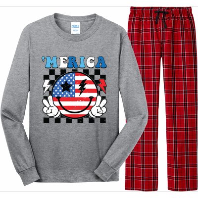 4th Of July Merica Boy Teens American Flag Long Sleeve Pajama Set