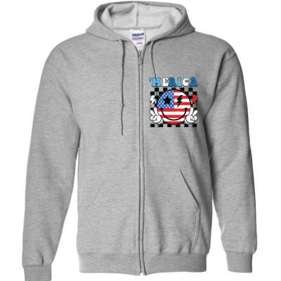 4th Of July Merica Boy Teens American Flag Full Zip Hoodie