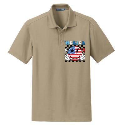 4th Of July Merica Boy Teens American Flag Dry Zone Grid Polo