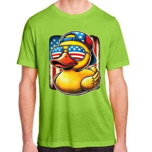 4th Of July Patriotic Rubber Duck Usa Flag Gift Funny Duck Adult ChromaSoft Performance T-Shirt