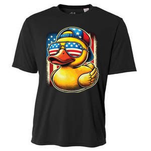 4th Of July Patriotic Rubber Duck Usa Flag Gift Funny Duck Cooling Performance Crew T-Shirt