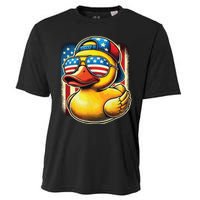 4th Of July Patriotic Rubber Duck Usa Flag Gift Funny Duck Cooling Performance Crew T-Shirt