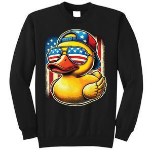 4th Of July Patriotic Rubber Duck Usa Flag Gift Funny Duck Sweatshirt