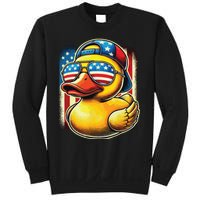 4th Of July Patriotic Rubber Duck Usa Flag Gift Funny Duck Sweatshirt