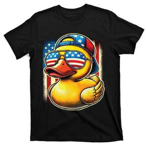 4th Of July Patriotic Rubber Duck Usa Flag Gift Funny Duck T-Shirt