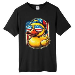 4th Of July Patriotic Rubber Duck Usa Flag Gift Funny Duck Tall Fusion ChromaSoft Performance T-Shirt