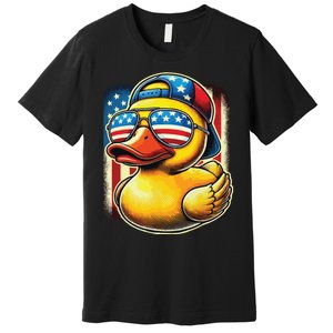 4th Of July Patriotic Rubber Duck Usa Flag Gift Funny Duck Premium T-Shirt