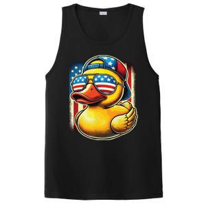 4th Of July Patriotic Rubber Duck Usa Flag Gift Funny Duck PosiCharge Competitor Tank