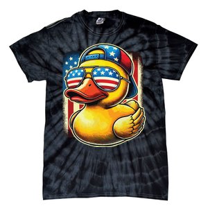 4th Of July Patriotic Rubber Duck Usa Flag Gift Funny Duck Tie-Dye T-Shirt