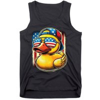 4th Of July Patriotic Rubber Duck Usa Flag Gift Funny Duck Tank Top