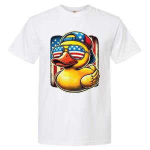 4th Of July Patriotic Rubber Duck Usa Flag Gift Funny Duck Garment-Dyed Heavyweight T-Shirt