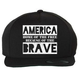 4th Of July America Home Of The Free Because Of The Brave Gift Wool Snapback Cap