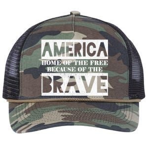 4th Of July America Home Of The Free Because Of The Brave Gift Retro Rope Trucker Hat Cap