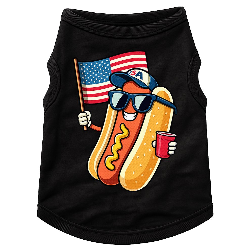 4th Of July Hotdog Funny Fourth Of July Patriotic Doggie Tank