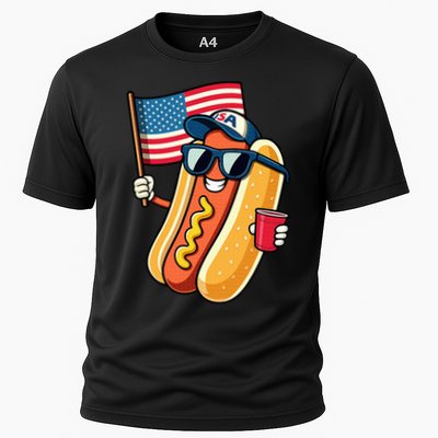 4th Of July Hotdog Funny Fourth Of July Patriotic Performance Shirt