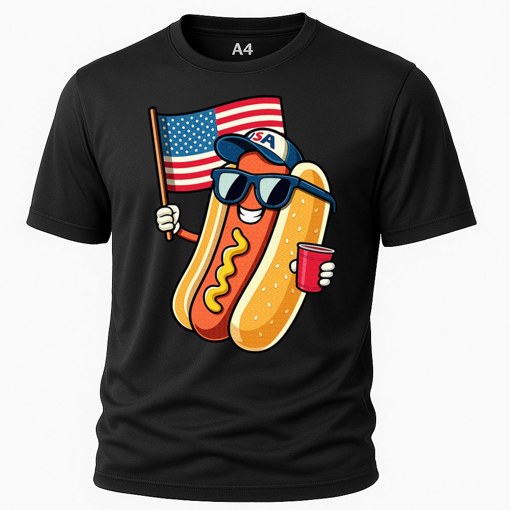 4th Of July Hotdog Funny Fourth Of July Patriotic Performance Shirt