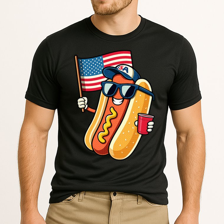 4th Of July Hotdog Funny Fourth Of July Patriotic Performance Shirt
