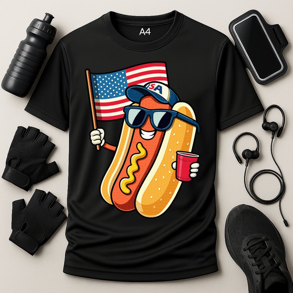 4th Of July Hotdog Funny Fourth Of July Patriotic Performance Shirt