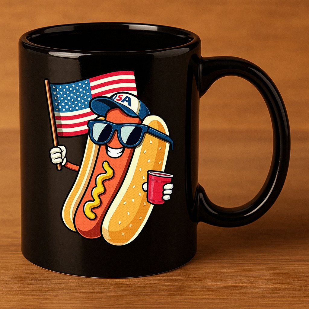4th Of July Hotdog Funny Fourth Of July Patriotic 11oz C Handle Ceramic Mug